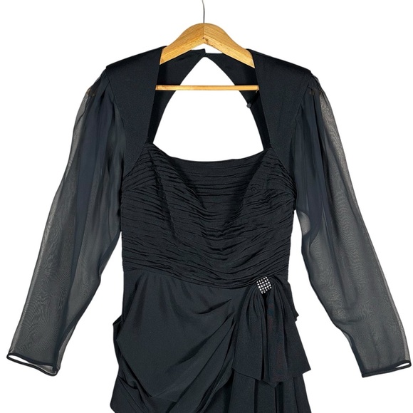 VINTAGE 80’s Rhinestone Accented Backless Black Cocktail Dress - Picture 10 of 15